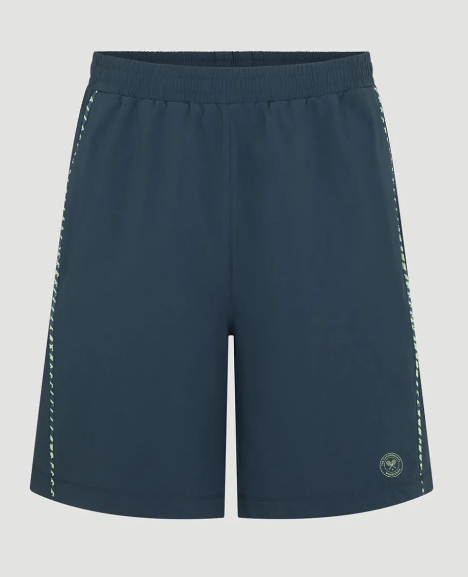 Wimbledon Mens Performance Short - Steel & Lime- Trousers & Shorts
