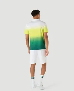 Wimbledon Mens Performance Stripe Polo - Green- Tops & T-Shirts|Polo Shirts