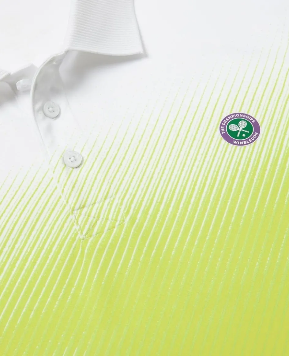 Wimbledon Mens Performance Stripe Polo - Green- Tops & T-Shirts|Polo Shirts
