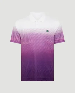 Wimbledon Mens Performance Stripe Polo - Purple- Polo Shirts