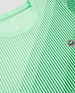 Wimbledon Mens Performance Stripe T-Shirt - Green- Tops & T-Shirts|T-Shirts