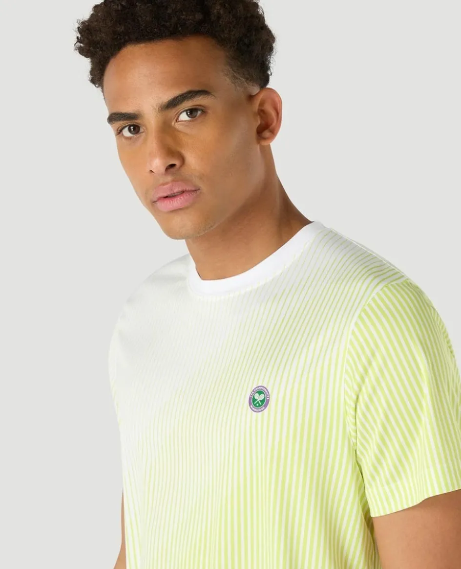 Wimbledon Mens Performance Stripe T-Shirt - White- Tops & T-Shirts|T-Shirts