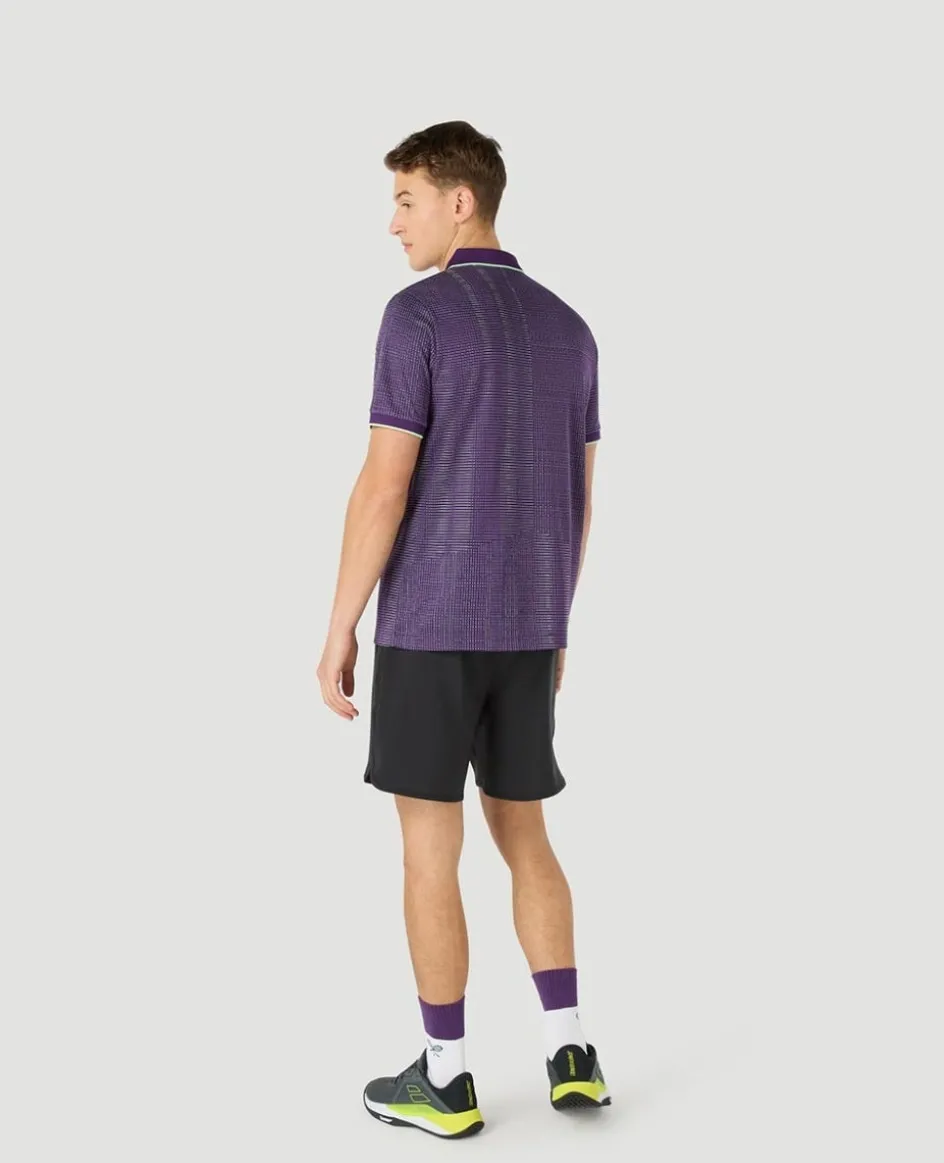 Wimbledon Mens Performance Texture Polo - Purple- Tops & T-Shirts|Polo Shirts