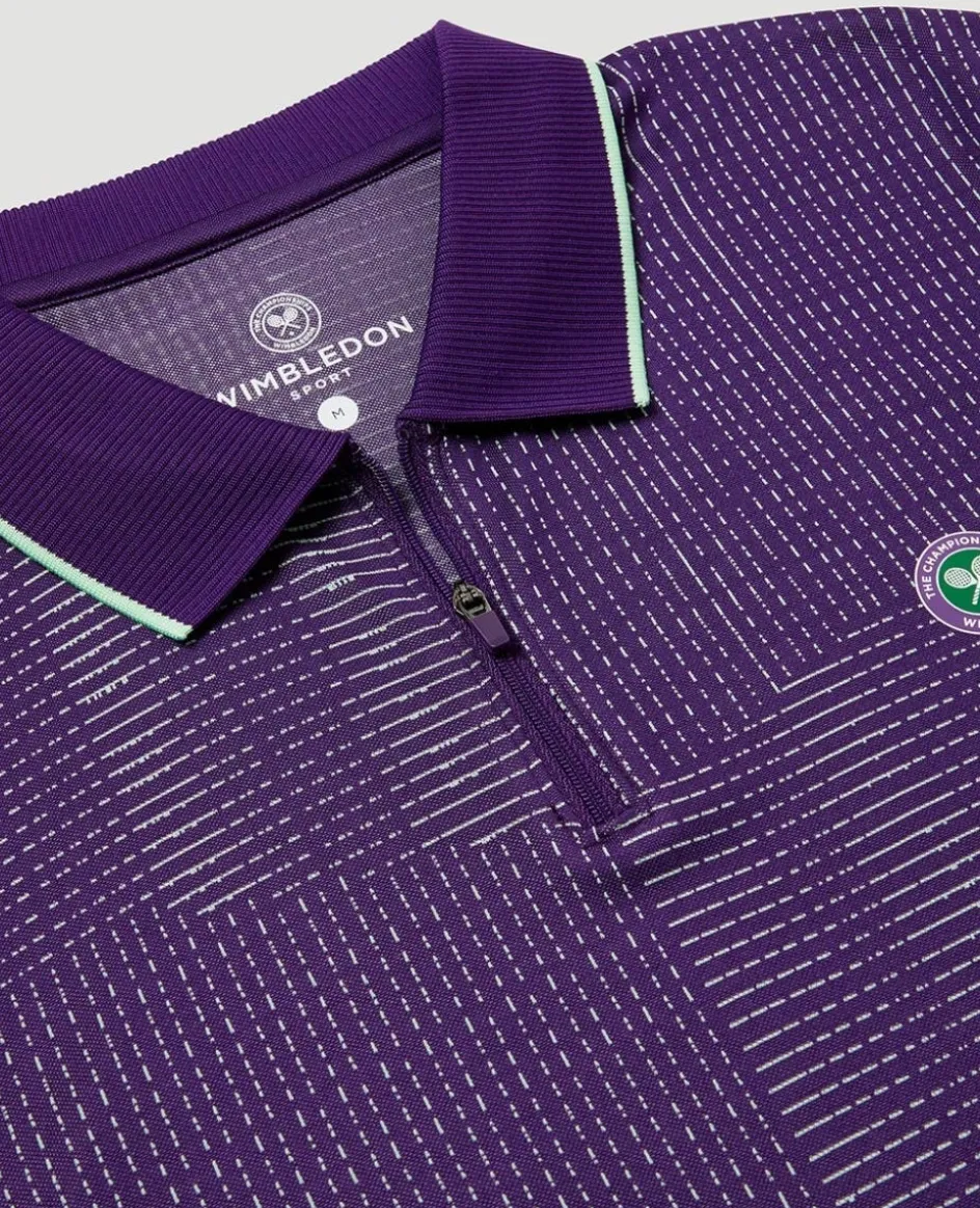 Wimbledon Mens Performance Texture Polo - Purple- Tops & T-Shirts|Polo Shirts