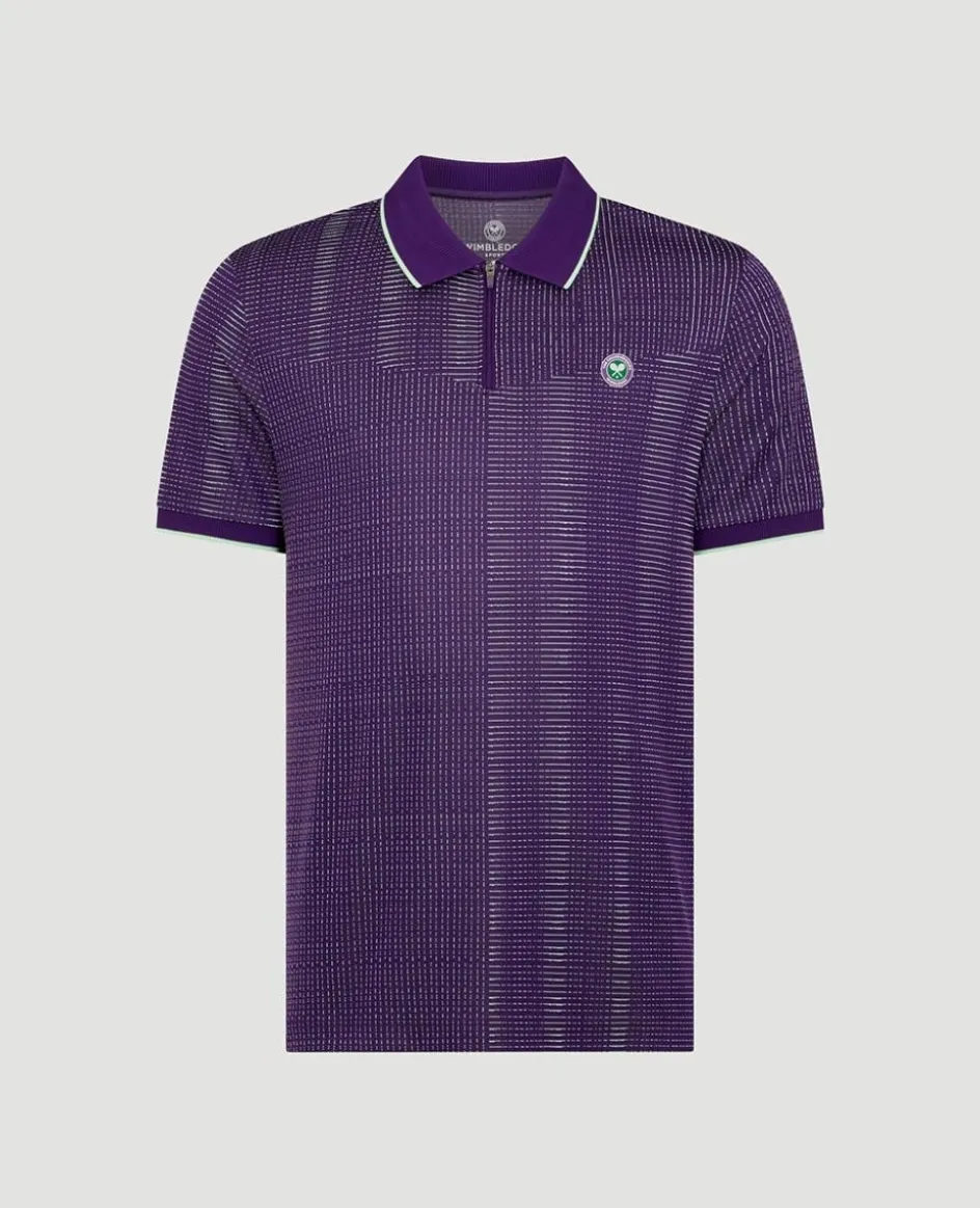 Wimbledon Mens Performance Texture Polo - Purple- Tops & T-Shirts|Polo Shirts
