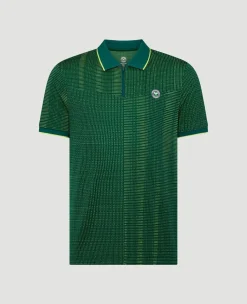 Wimbledon Mens Performance Texture Polo - Green- Polo Shirts