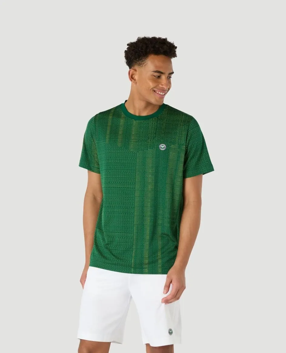 Wimbledon Mens Performance Texture T-Shirt - Green- T-Shirts