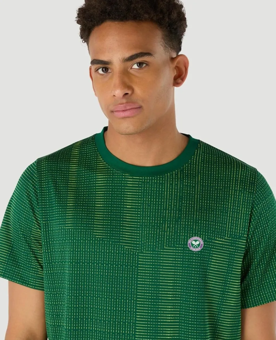 Wimbledon Mens Performance Texture T-Shirt - Green- T-Shirts