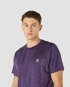 Wimbledon Mens Performance Texture T-Shirt - Purple- T-Shirts