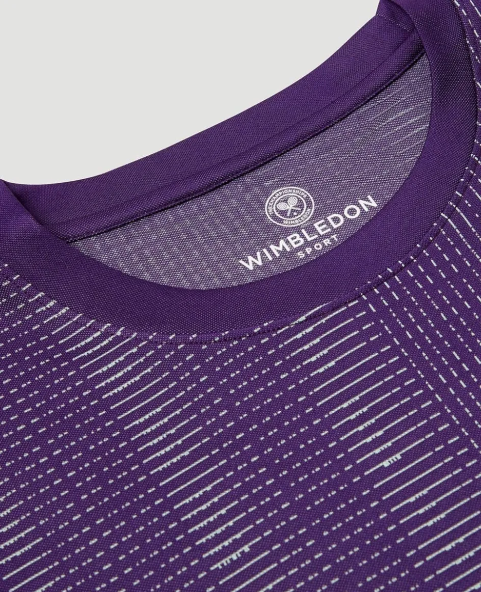 Wimbledon Mens Performance Texture T-Shirt - Purple- T-Shirts