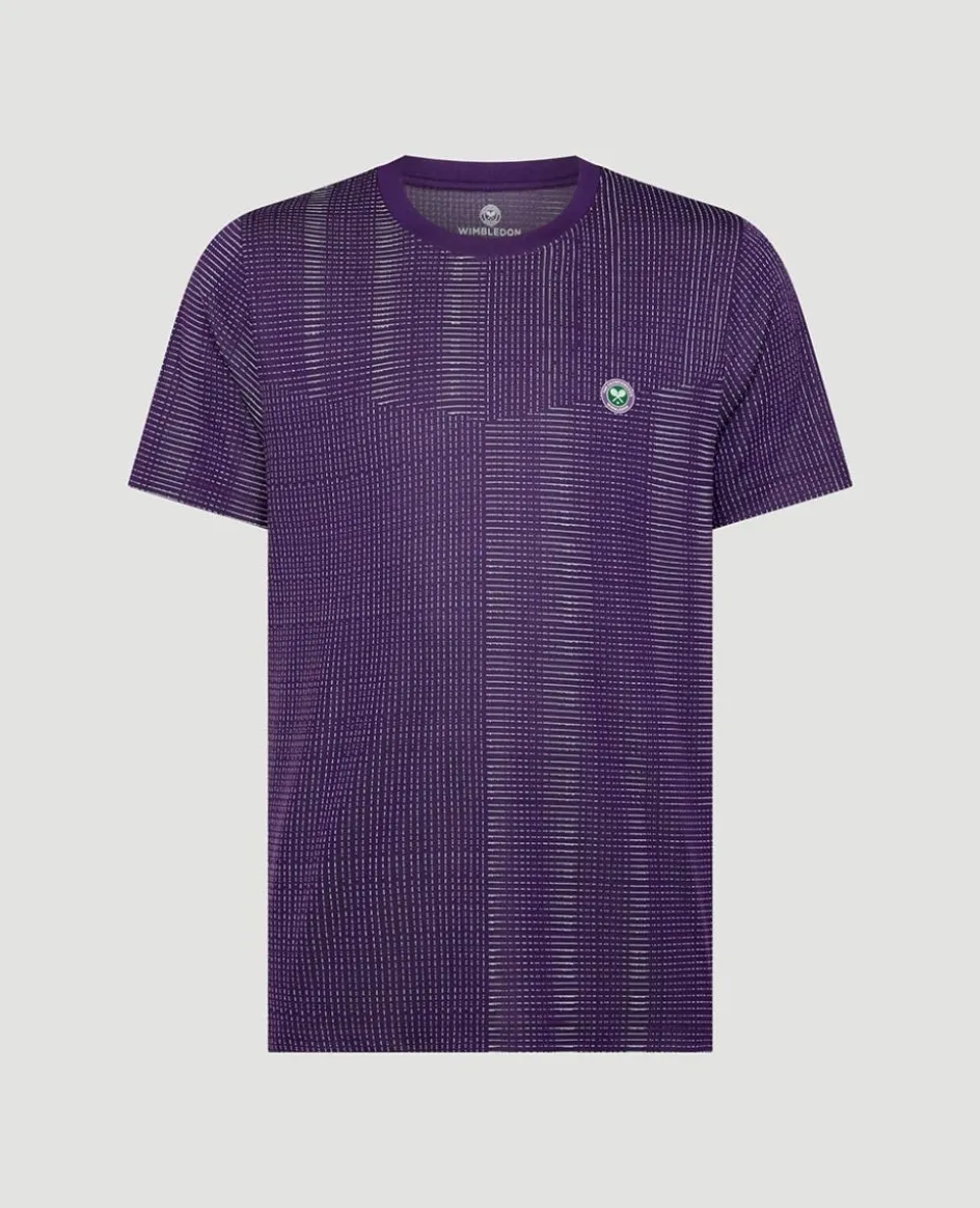 Wimbledon Mens Performance Texture T-Shirt - Purple- T-Shirts