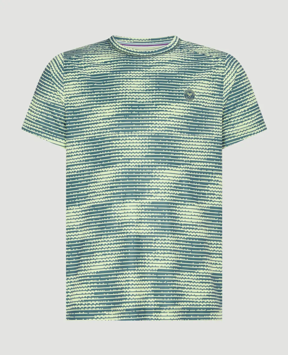 Wimbledon Mens Performance T-Shirt - Steel & Lime- T-Shirts