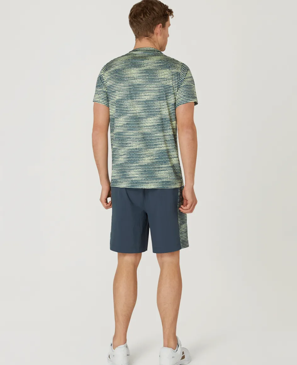 Wimbledon Mens Performance T-Shirt - Steel & Lime- T-Shirts