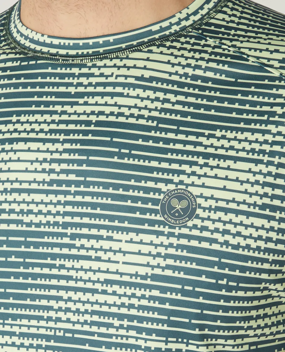 Wimbledon Mens Performance T-Shirt - Steel & Lime- T-Shirts