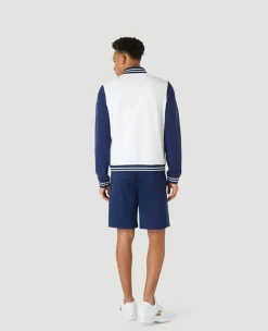 Wimbledon Mens Performance Varsity Jacket - White & Navy- Jackets & Coats