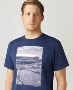 Wimbledon Mens Photo Print T-Shirt - Navy- T-Shirts