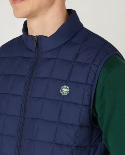 Wimbledon Mens Quilted Gilet - Navy- Jackets & Coats