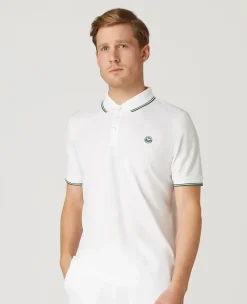 Wimbledon Mens Square Performance Polo - White- Tops & T-Shirts|Polo Shirts