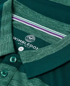Wimbledon Mens Striped Polo Green & Lime- Polo Shirts