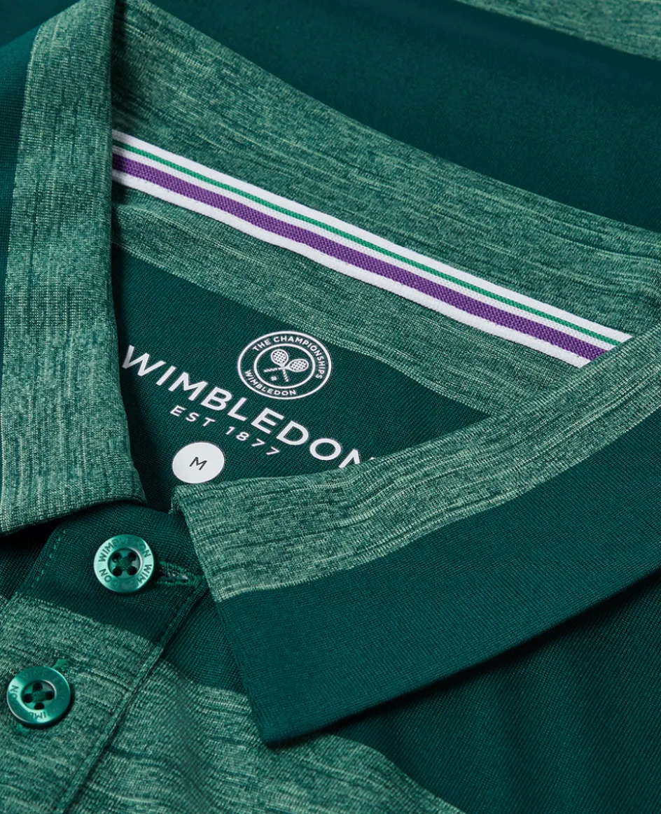Wimbledon Mens Striped Polo Green & Lime- Polo Shirts
