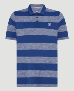 Wimbledon Mens Striped Polo Navy & White- Polo Shirts