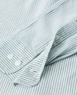 Wimbledon Mens Stripe Shirt - Green- Shirts