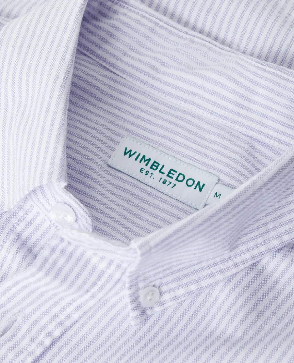 Wimbledon Mens Stripe Shirt - Lilac- Shirts