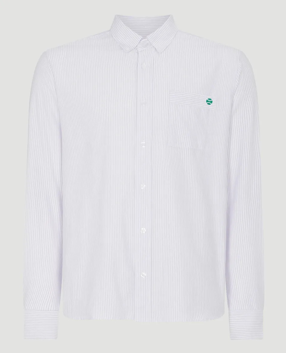 Wimbledon Mens Stripe Shirt - Lilac- Shirts