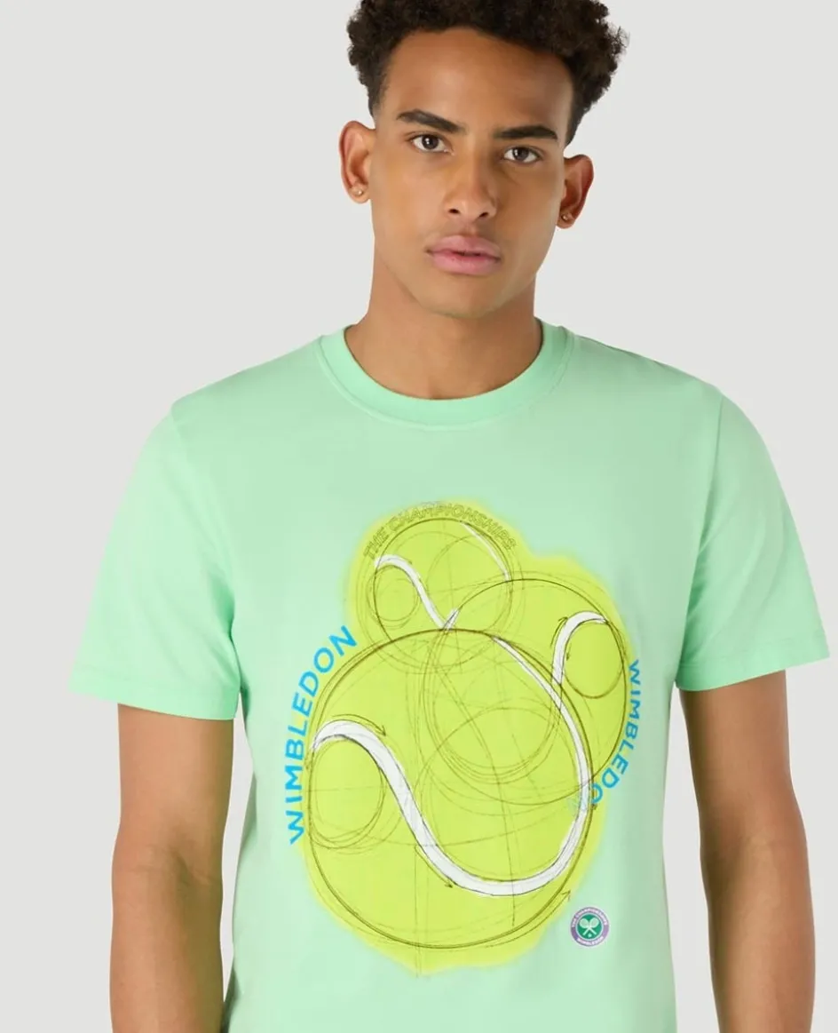Wimbledon Mens Tennis Ball T-Shirt - Green- T-Shirts