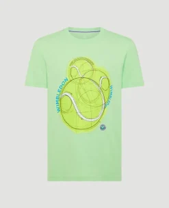 Wimbledon Mens Tennis Ball T-Shirt - Green- T-Shirts