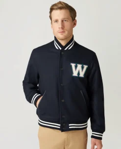 Wimbledon Mens Varsity Jacket - Navy- Jackets & Coats