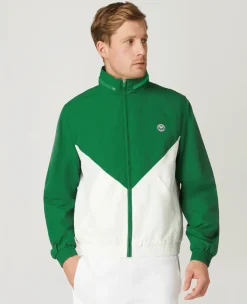 Wimbledon Mens Windbreaker Jacket - Green & White- Jackets & Coats