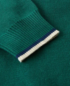 Wimbledon Mens 1/4 Zip Knit - Green- Knitwear