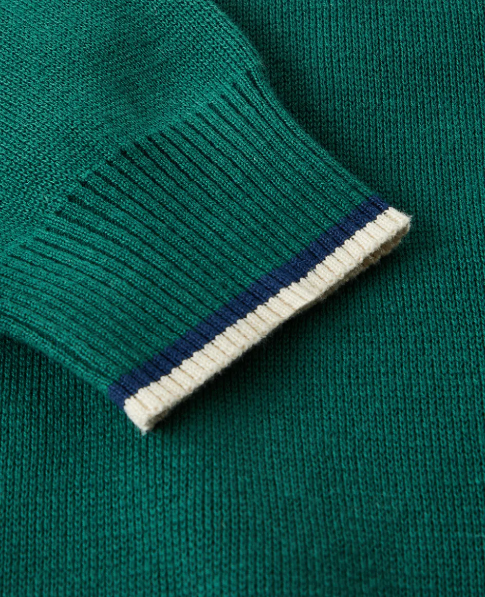 Wimbledon Mens 1/4 Zip Knit - Green- Knitwear