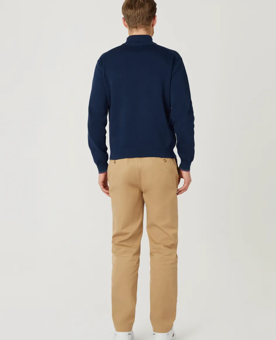 Wimbledon Mens 1/4 Zip Knit - Navy- Knitwear