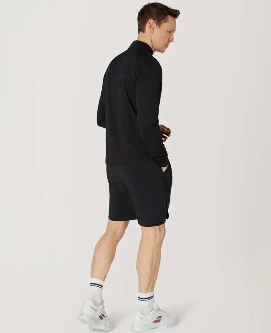 Wimbledon Mens 1/4 Zip Longsleeve Top - Black- Sweatshirts & Hoodies|Sweatshirts & Hoodies