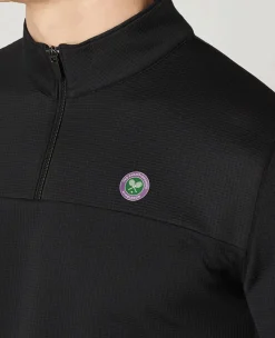 Wimbledon Mens 1/4 Zip Longsleeve Top - Black- Sweatshirts & Hoodies|Sweatshirts & Hoodies