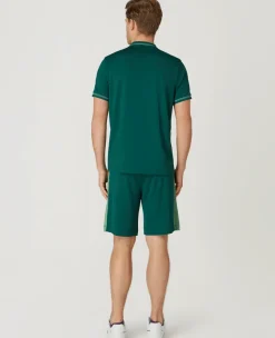 Wimbledon Mens Zip Neck Polo - Green- Polo Shirts