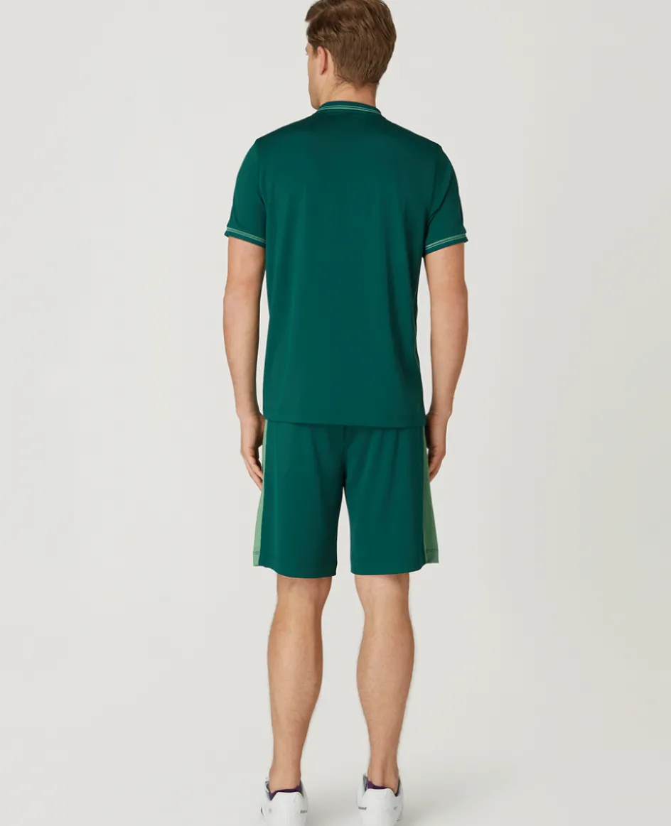 Wimbledon Mens Zip Neck Polo - Green- Polo Shirts