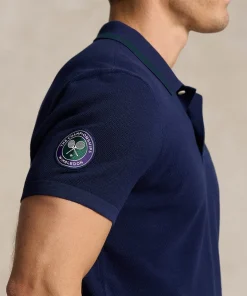 Wimbledon Polo Ralph Lauren Mens Cotton Polo-Collar Sweater - Navy- Knitwear