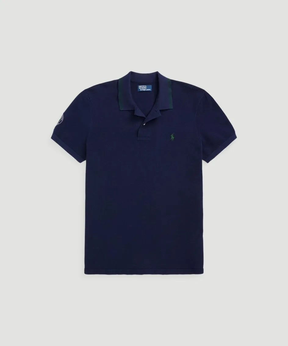 Wimbledon Polo Ralph Lauren Mens Cotton Polo-Collar Sweater - Navy- Knitwear