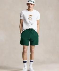 Wimbledon Polo Ralph Lauren Mens Custom Slim Polo Bear T-Shirt - White- T-Shirts