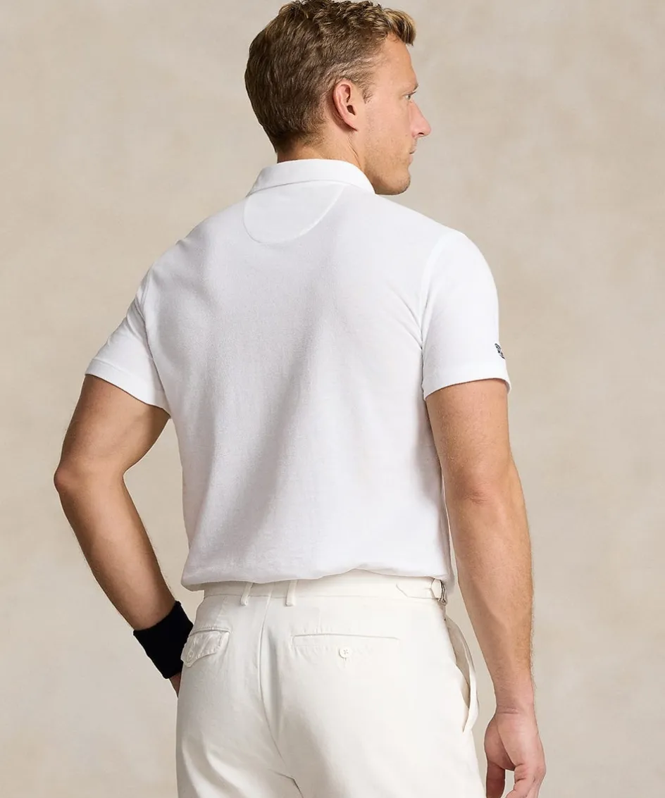 Wimbledon Polo Ralph Lauren Mens Custom Slim Fit Polo Shirt - White- Polo Shirts