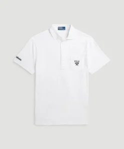 Wimbledon Polo Ralph Lauren Mens Custom Slim Fit Polo Shirt - White- Polo Shirts