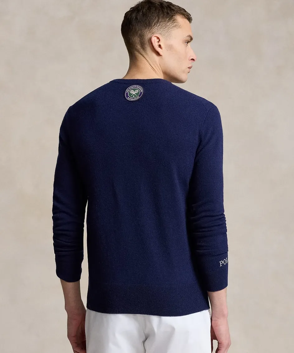 Wimbledon Polo Ralph Lauren Mens Graphic Sweater - Navy- Knitwear
