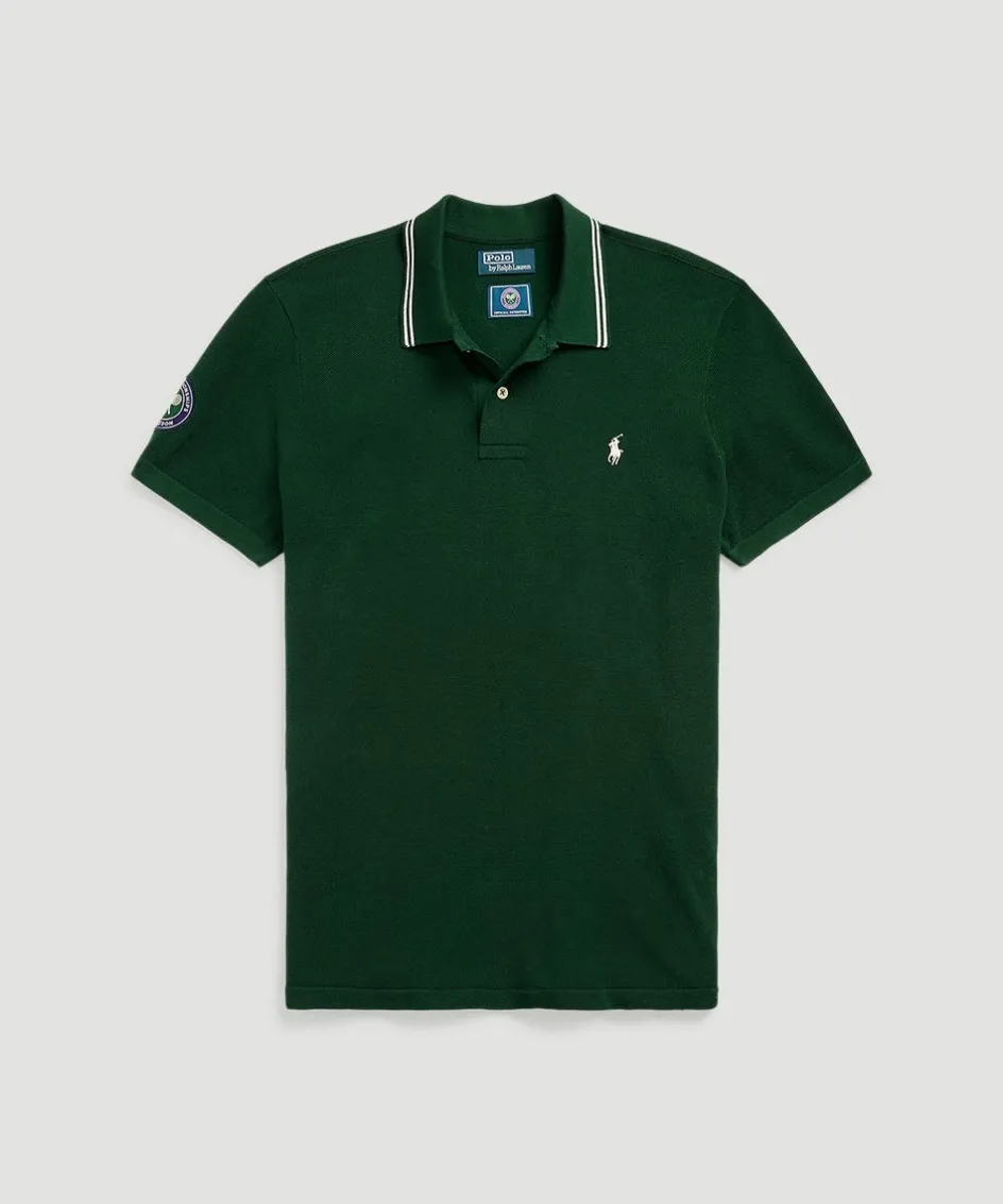 Wimbledon Polo Ralph Lauren Mens Polo Collar Sweater - Green- Knitwear