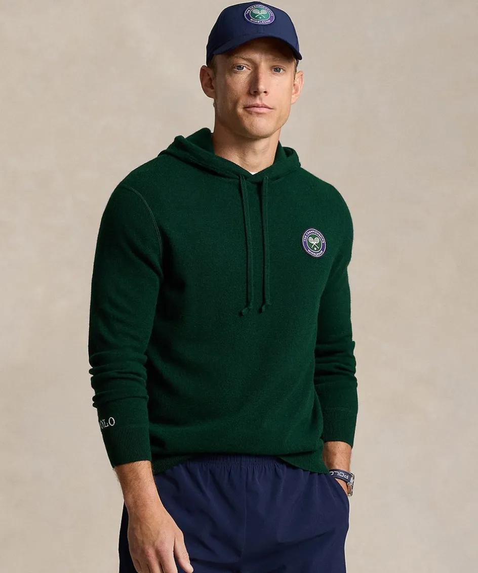 Wimbledon Polo Ralph Lauren Mens Washable Cashmere Sweater - Green- Knitwear