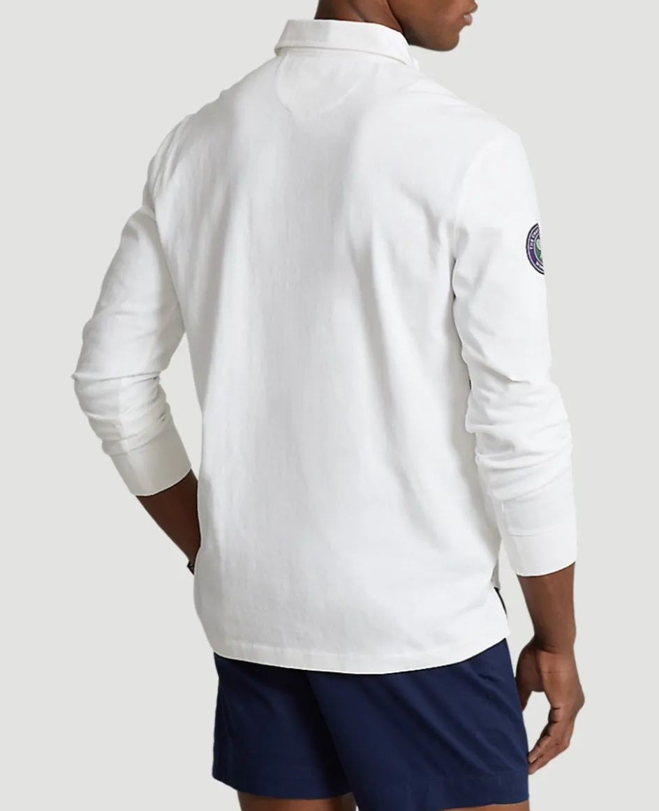 Wimbledon Polo Ralph Lauren Two Stripe Rugby Shirt - White- Shirts