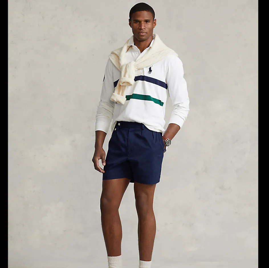 Wimbledon Polo Ralph Lauren Two Stripe Rugby Shirt - White- Shirts