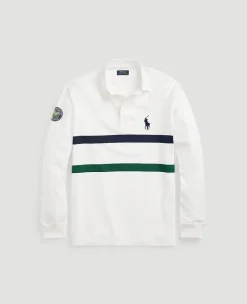 Wimbledon Polo Ralph Lauren Two Stripe Rugby Shirt - White- Shirts